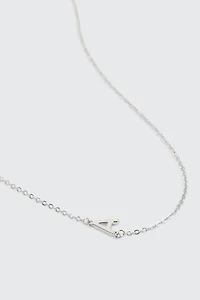 Collier initiale A plaqué or blanc 14K