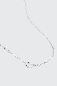 Collier initiale C plaqué or blanc 14K