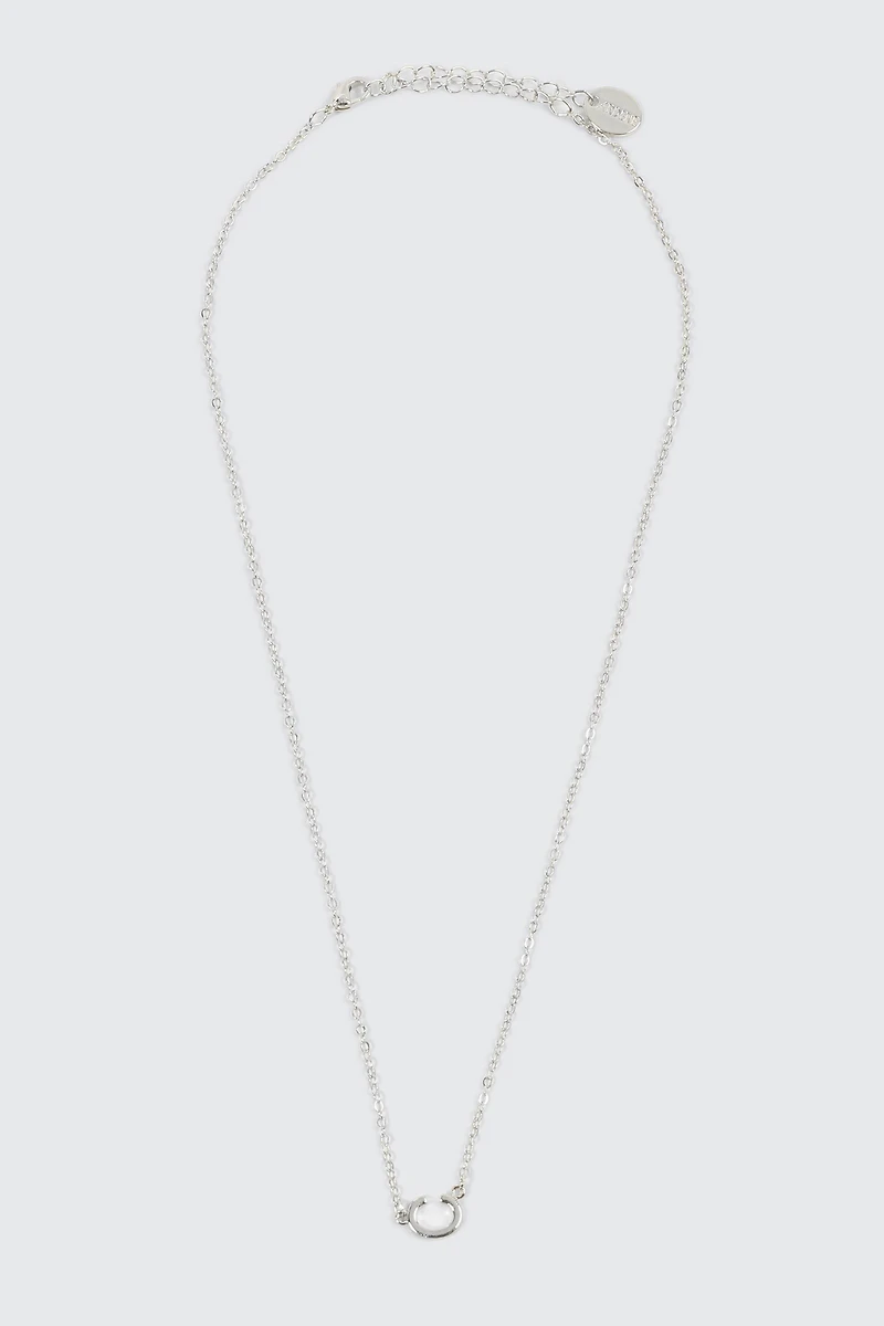 14K White Gold Plated Initial C Necklace