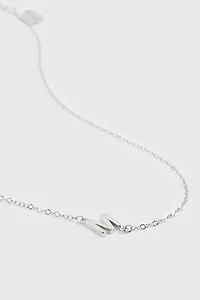 Collier initiale M plaqué or blanc 14K
