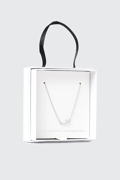 Collier initiale J plaqué or blanc 14K