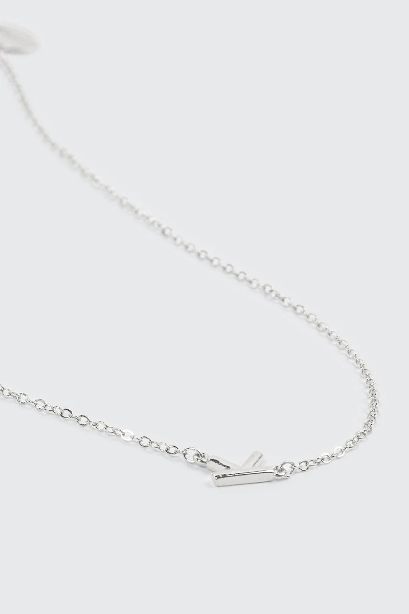 Collier initiale K plaqué or blanc 14K
