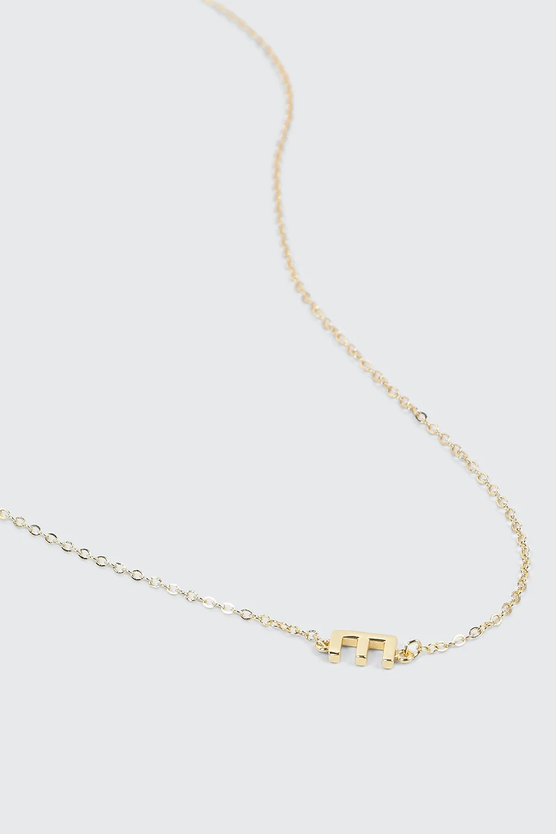 Collier initiale E plaqué or 14K