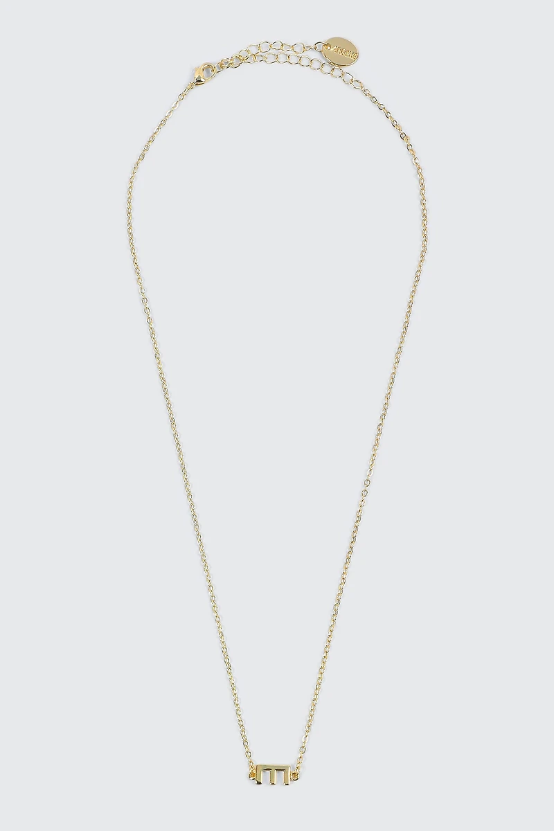 Collier initiale E plaqué or 14K