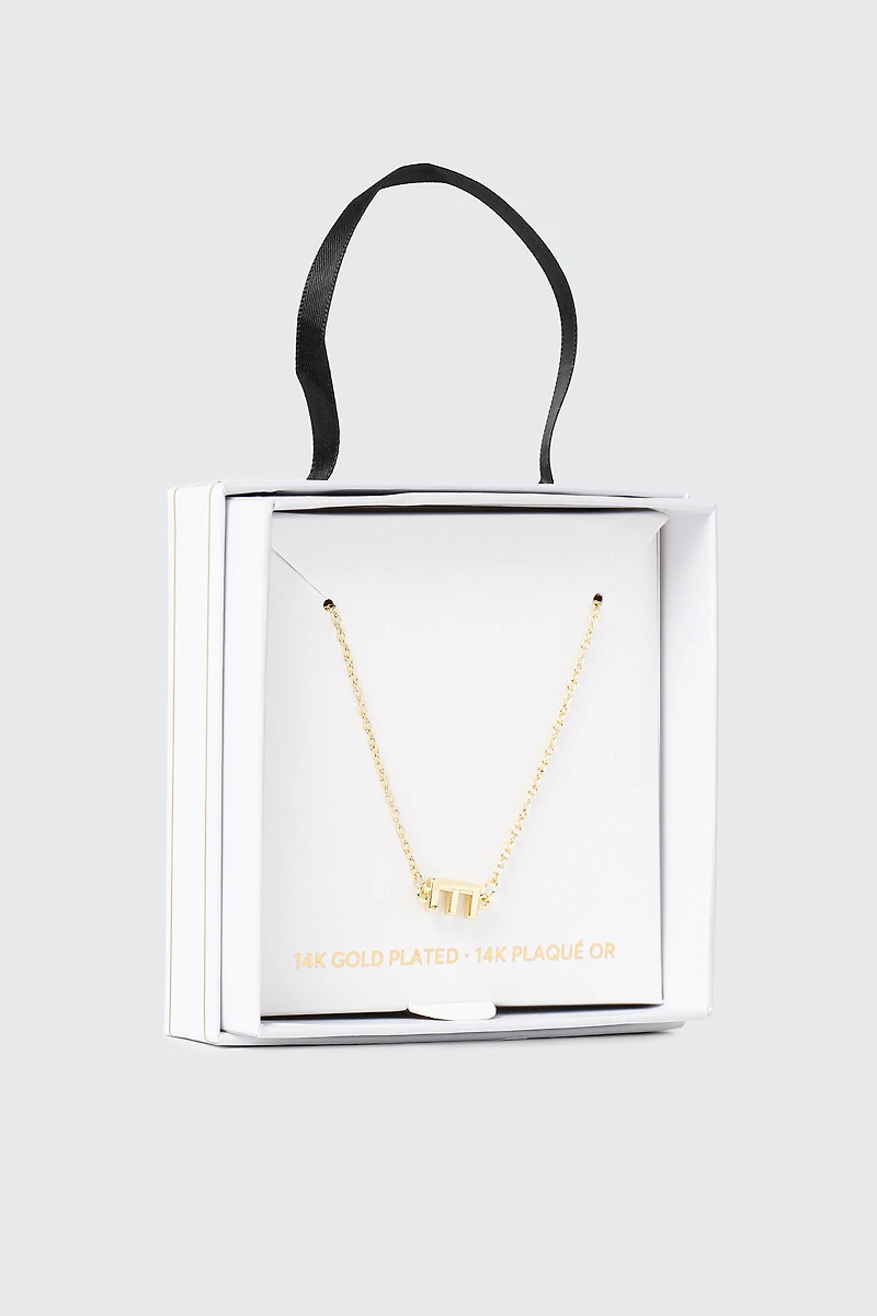Collier initiale E plaqué or 14K