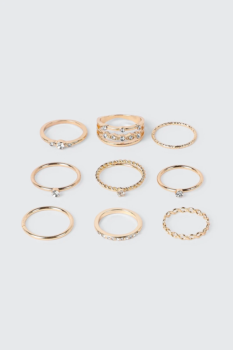 Lot de 9 bagues assorties