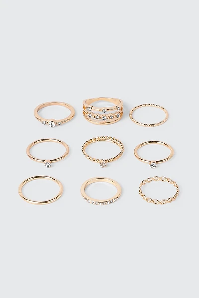 Lot de 9 bagues assorties