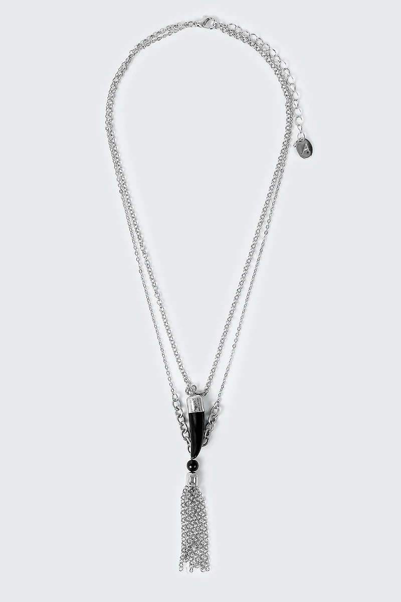 Two-Row Horn Pendant Necklace