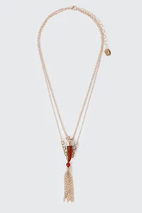 2-Row Horn Pendant Necklace