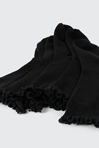 3 paires de mi-chaussettes à bord festonné