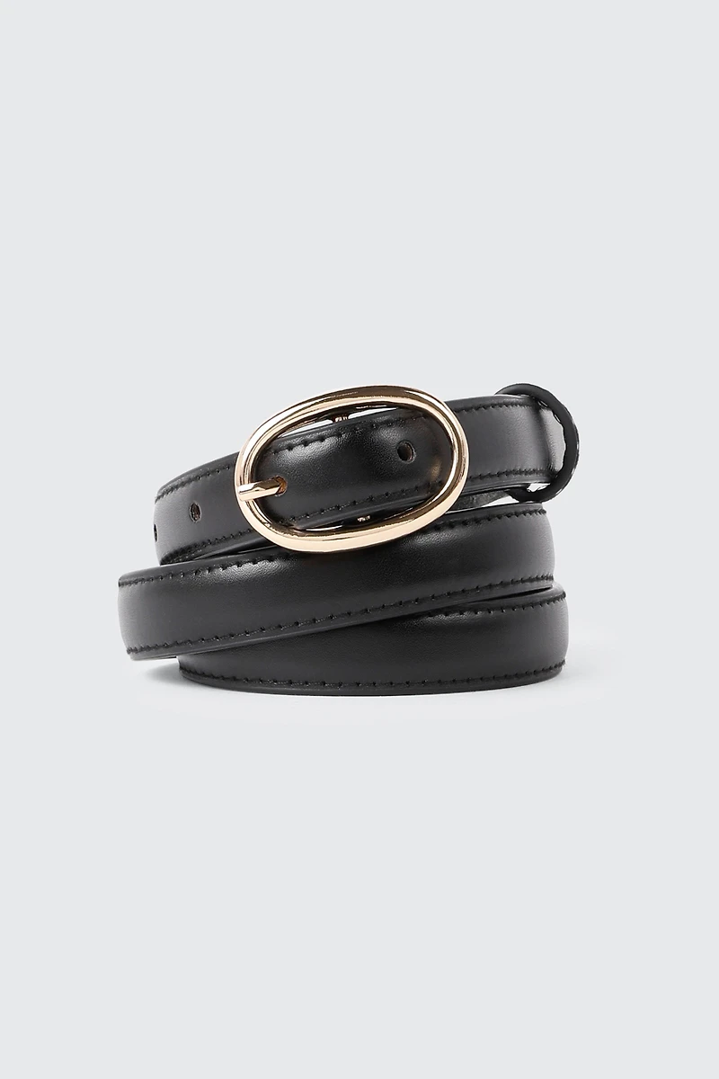 Ceinture mince en faux cuir à boucle ovale