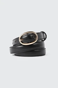 Ceinture mince en faux cuir à boucle ovale