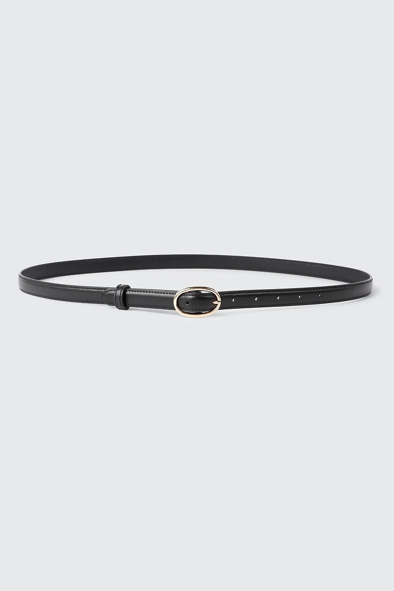 Ceinture mince en faux cuir à boucle ovale