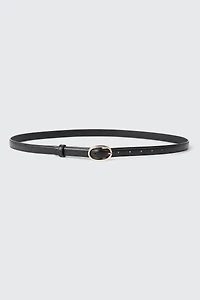 Ceinture mince en faux cuir à boucle ovale