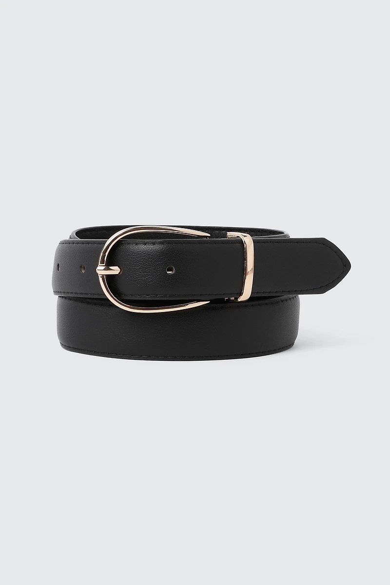 Ceinture mince en faux cuir à boucle arrondie