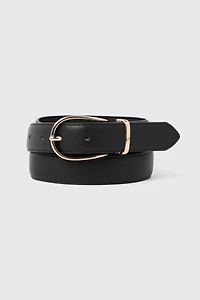 Ceinture mince en faux cuir à boucle arrondie