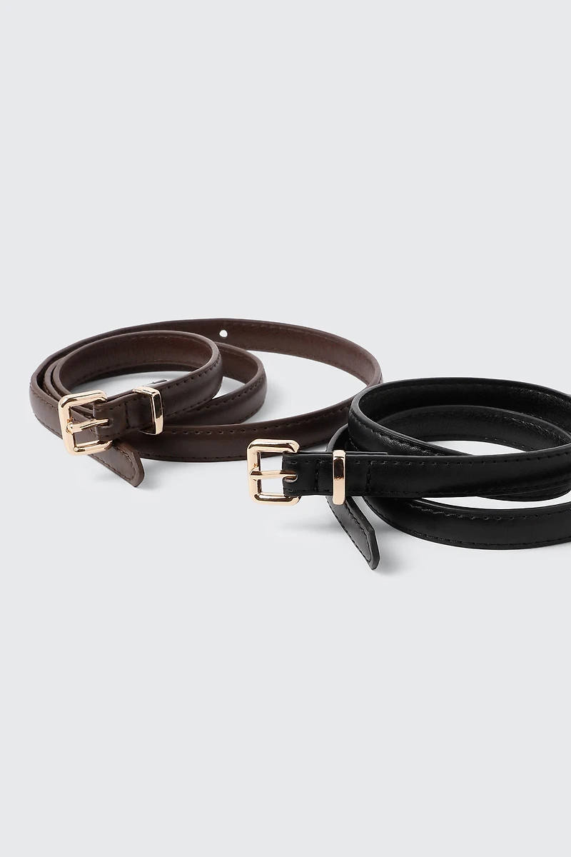 Lot de 2 ceintures minces en faux cuir