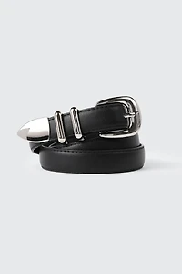 Ceinture en faux cuir à boucle ovale