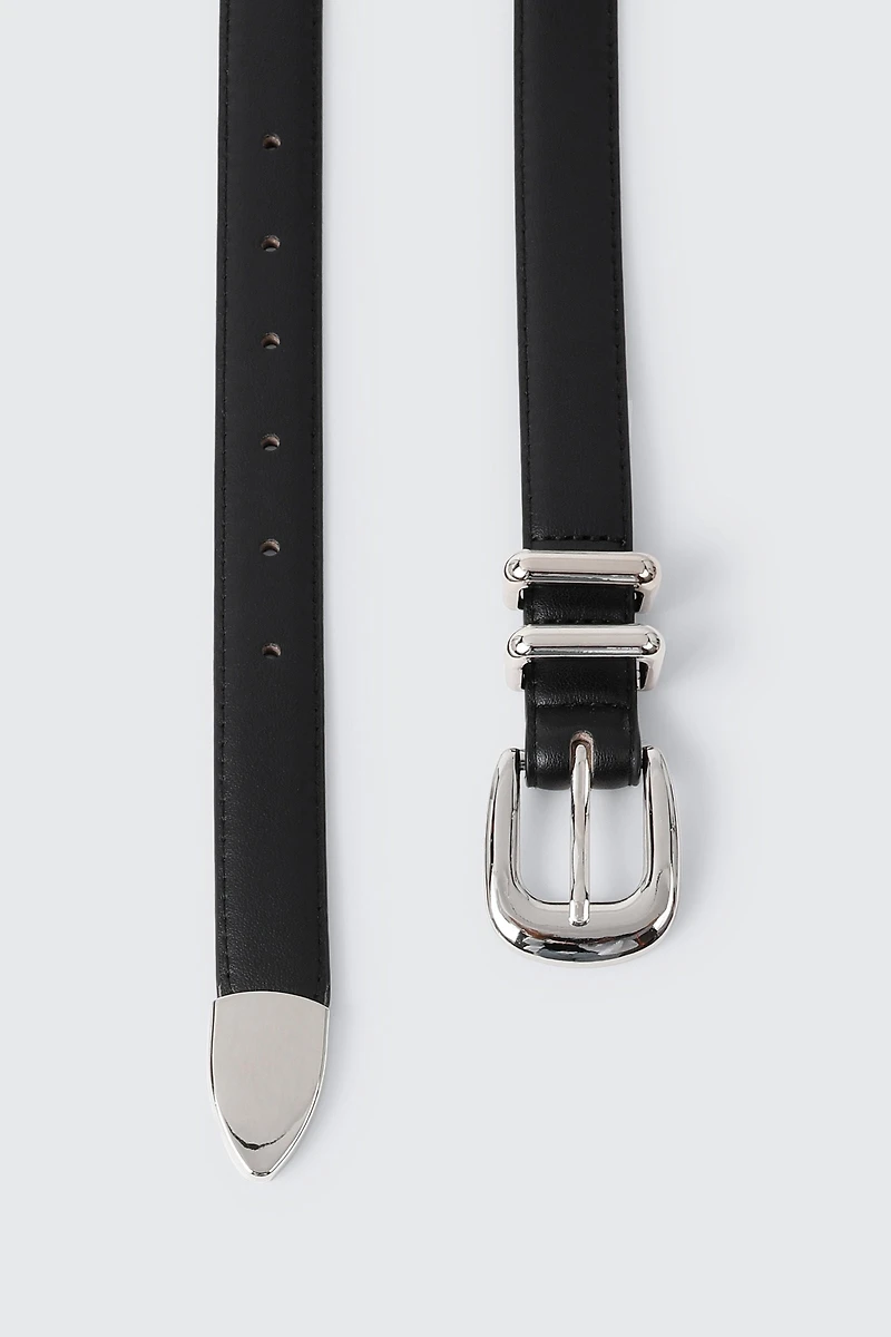 Ceinture en faux cuir à boucle ovale