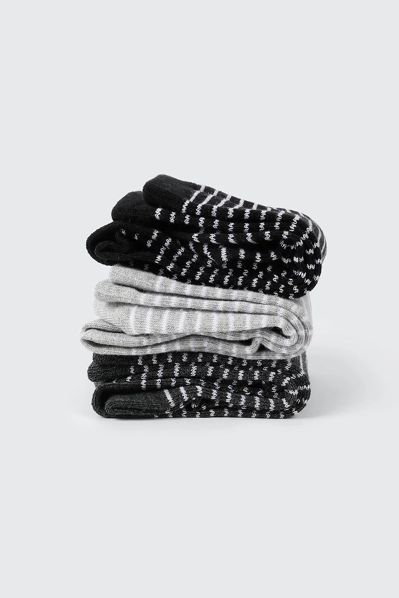 3-Pack Striped Crew Socks