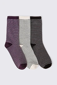 3-Pack Striped Crew Socks