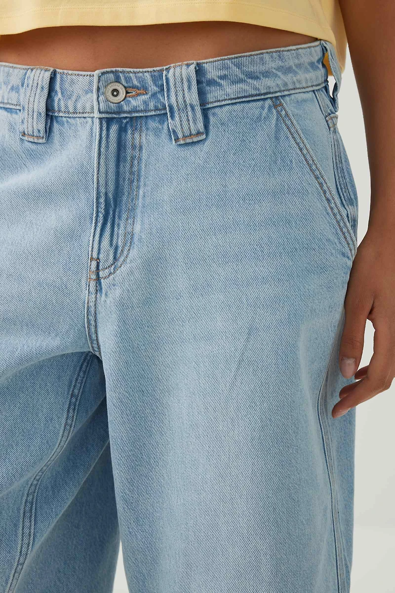 Low Rise Slouchy Long Denim Jorts