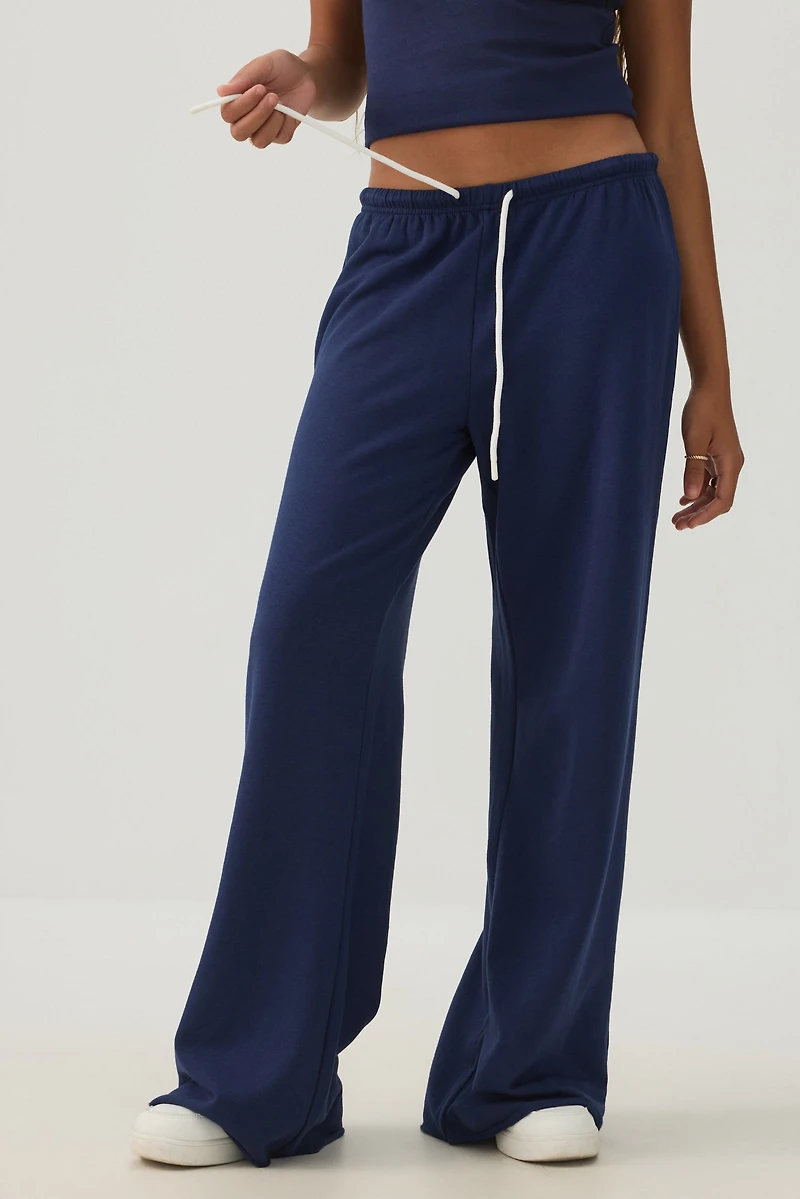 Pantalon jambe large et taille à cordon