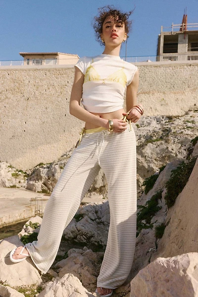 Pantalon en tricot crochet à maille ouverte