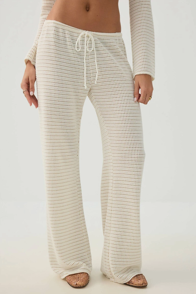 Pantalon en tricot crochet à maille ouverte