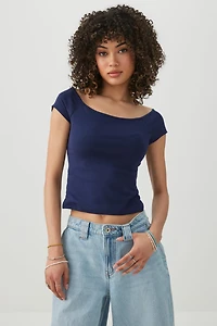 Off Shoulder Rib Crop Top