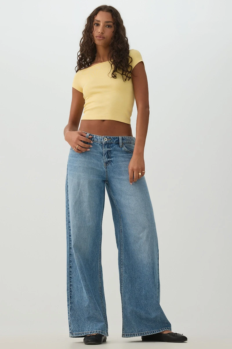 Off Shoulder Rib Crop Top