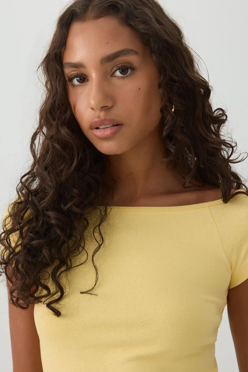 Off Shoulder Rib Crop Top