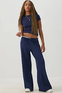 Cropped Ribbed Crew Neck T-Shirt