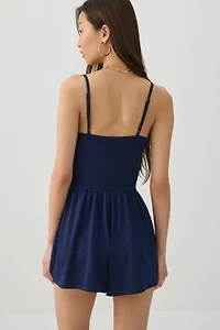 Combinaison short unie smockée