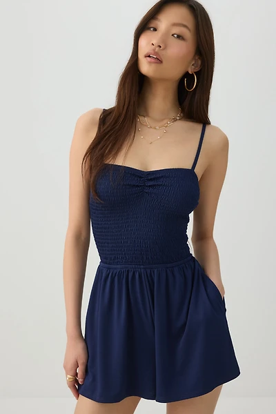 Solid Smocked Romper