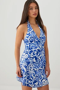 Robe courte licou fleurie