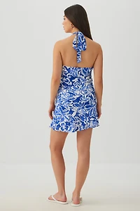 Robe courte licou fleurie