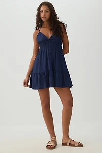Textured Knit Babydoll Dress