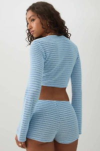 Haut ultracourt à nouer en tricot textur