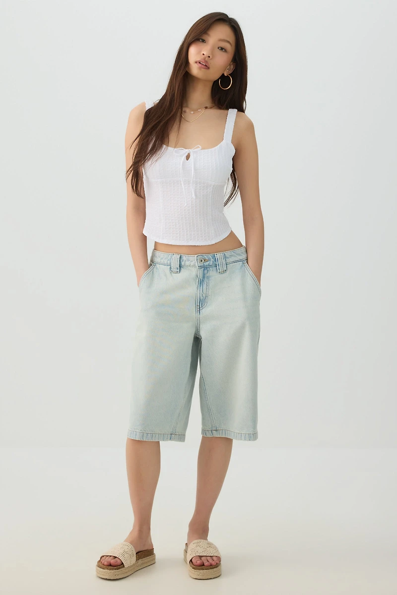 Textured Square Neck Tank Top