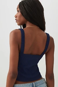 Textured Square Neck Tank Top