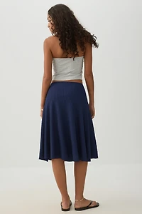 Striped Texture Midi Skirt