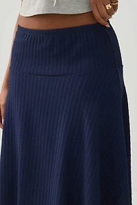 Jupe midi à texture rayée