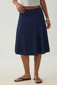 Jupe midi à texture rayée