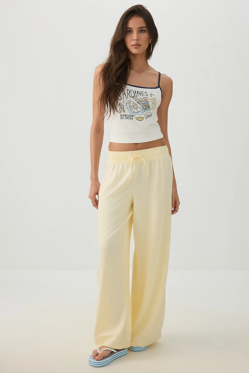 High Rise Linen Blend Pants