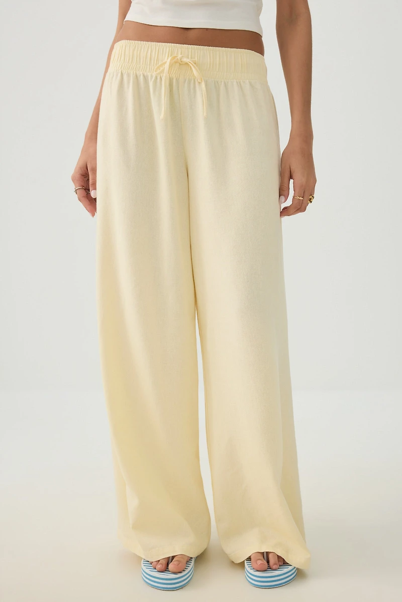 High Rise Linen Blend Pants