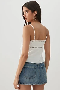 Lace Trim Cropped Tank Top