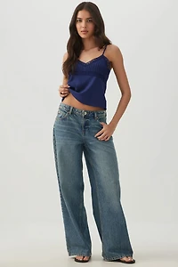 Lace Trim Cropped Tank Top