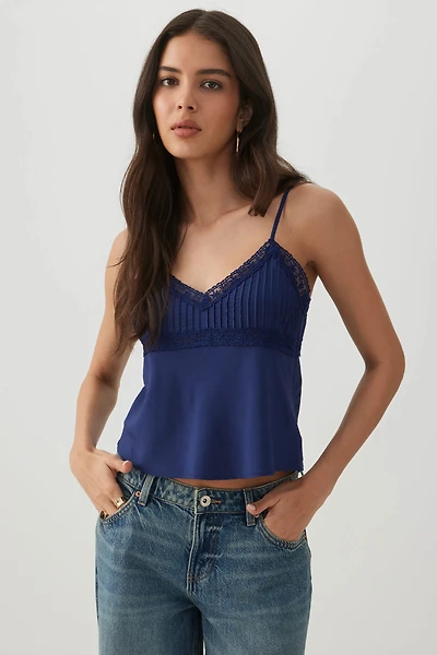 Lace Trim Cropped Tank Top