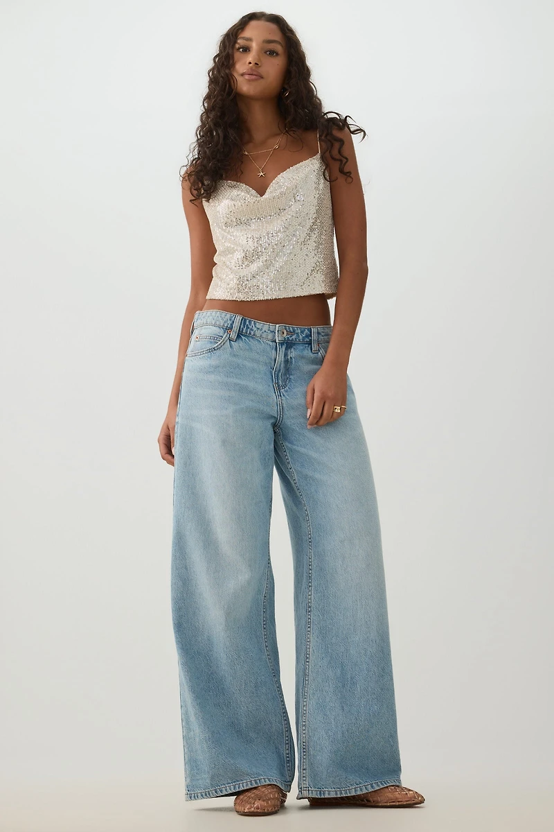 Camisole courte à paillettes